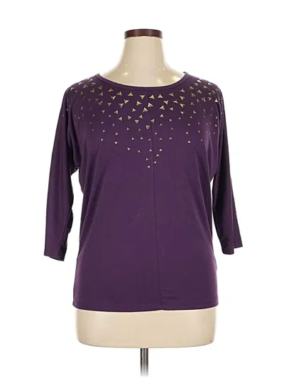 Pre-owned August Silk 3/4 Sleeve Top Purple Boatneck Tops