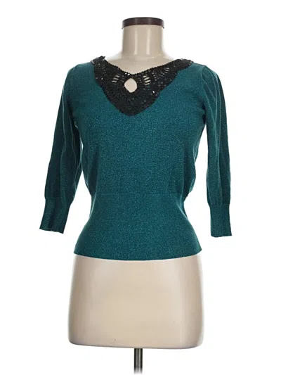 Pre-owned August Silk 3/4 Sleeve Top Teal Sweetheart Neckline Tops