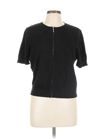 Pre-owned August Silk Cardigan Sweater In Black