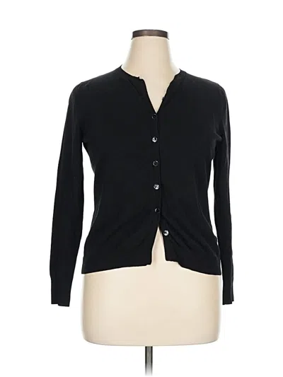 Pre-owned August Silk Cardigan Sweater In Black