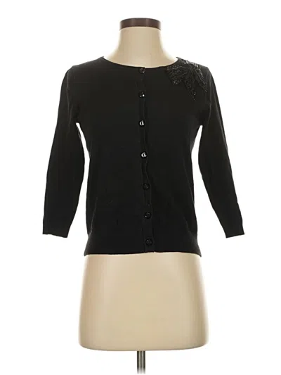 Pre-owned August Silk Cardigan Sweater In Black