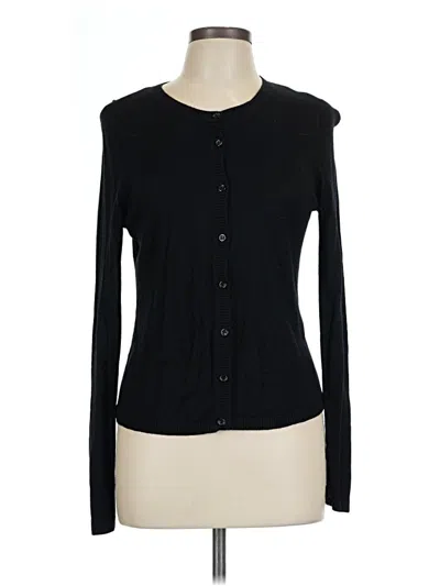 Pre-owned August Silk Cardigan Sweater In Black