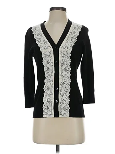 Pre-owned August Silk Cardigan Sweater In Black