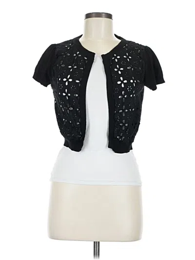 Pre-owned August Silk Cardigan Sweater In Black