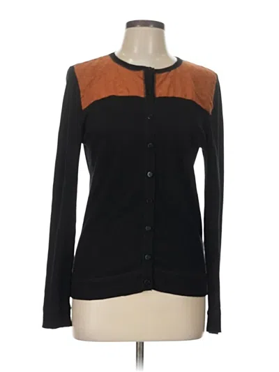 Pre-owned August Silk Cardigan Sweater In Black