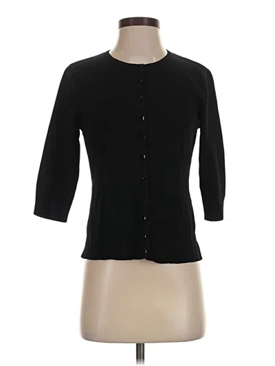 Pre-owned August Silk Cardigan Sweater In Black