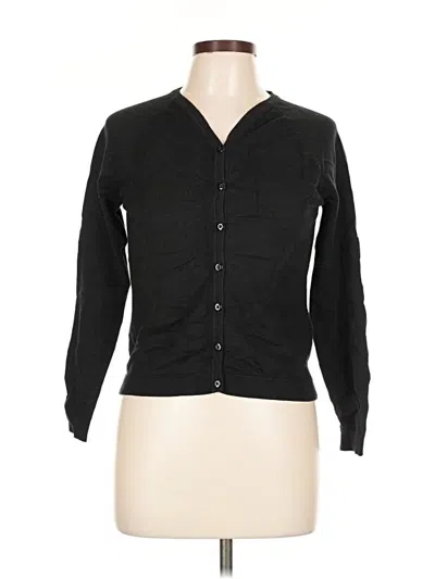 Pre-owned August Silk Cardigan Sweater In Black
