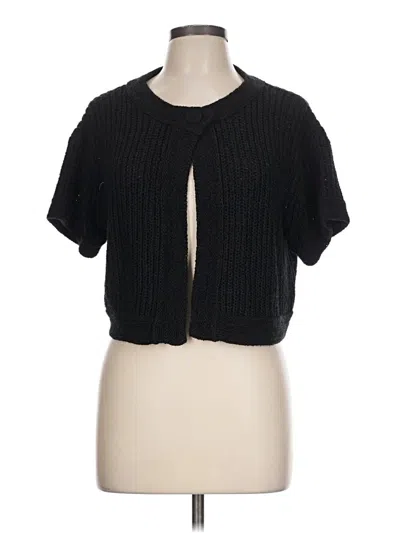 Pre-owned August Silk Cardigan Sweater In Black