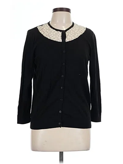 Pre-owned August Silk Cardigan Sweater In Black