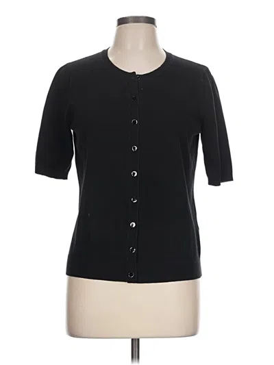 Pre-owned August Silk Cardigan Sweater In Black