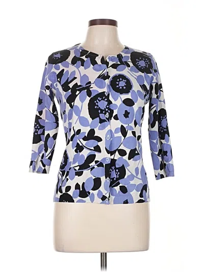 Pre-owned August Silk Cardigan Sweater In Blue