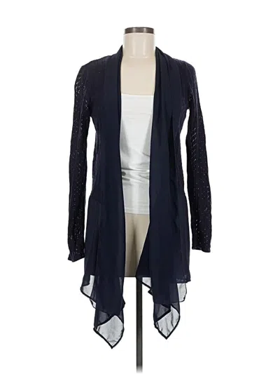 Pre-owned August Silk Cardigan Sweater In Blue