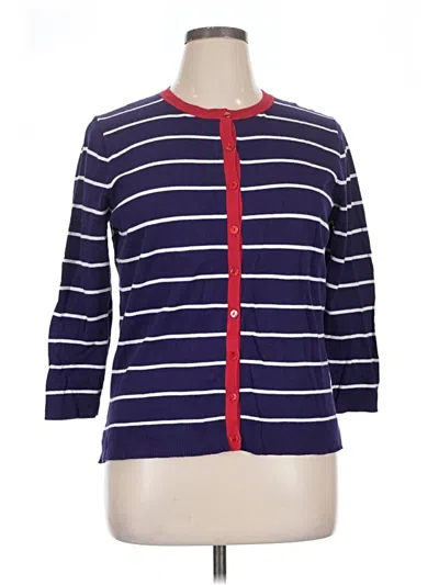 Pre-owned August Silk Cardigan Sweater In Blue