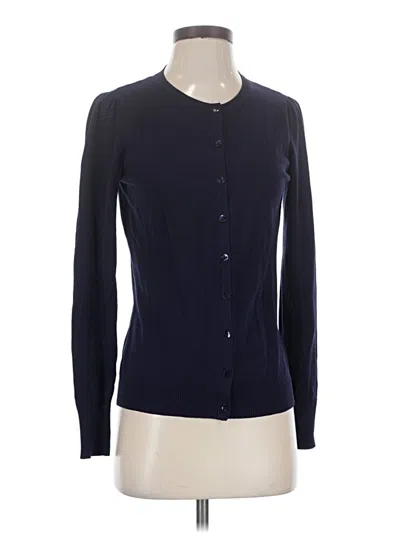 Pre-owned August Silk Cardigan Sweater In Blue