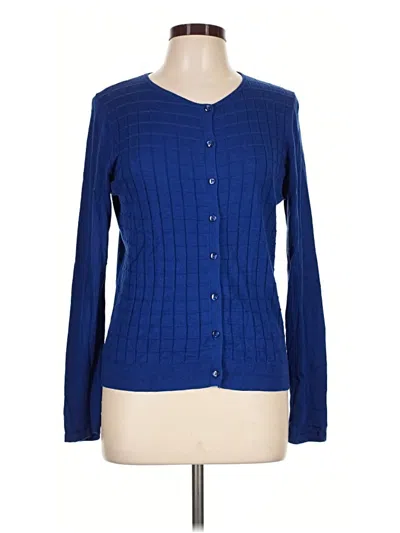 Pre-owned August Silk Cardigan Sweater In Blue