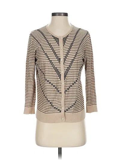 Pre-owned August Silk Cardigan Sweater In Brown