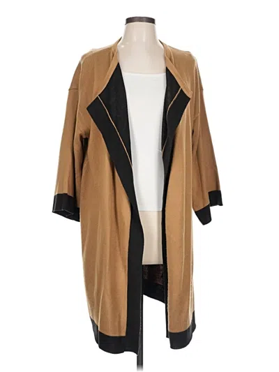 Pre-owned August Silk Cardigan Sweater In Brown
