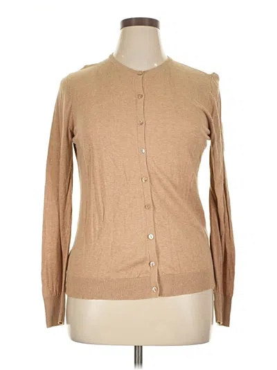 Pre-owned August Silk Cardigan Sweater In Brown