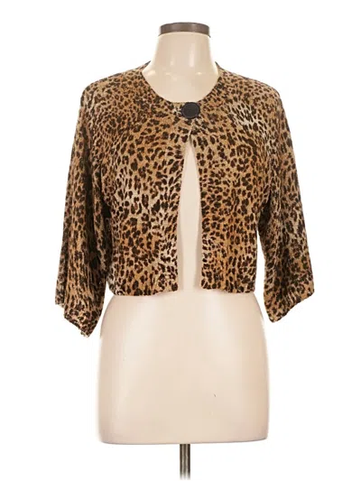 Pre-owned August Silk Cardigan Sweater In Brown