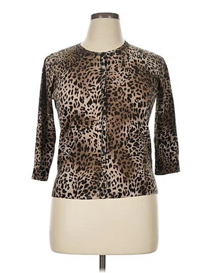 Pre-owned August Silk Cardigan Sweater In Brown