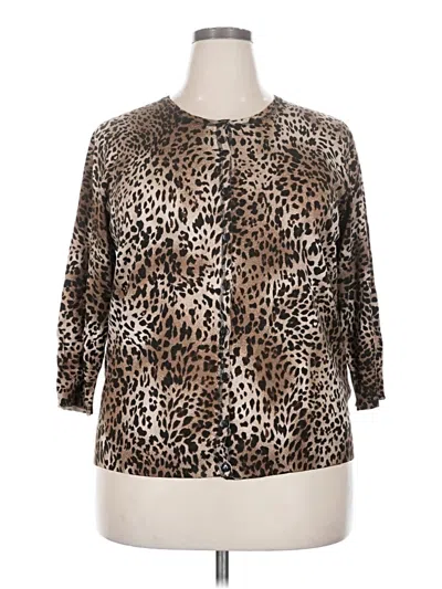 Pre-owned August Silk Cardigan Sweater In Brown