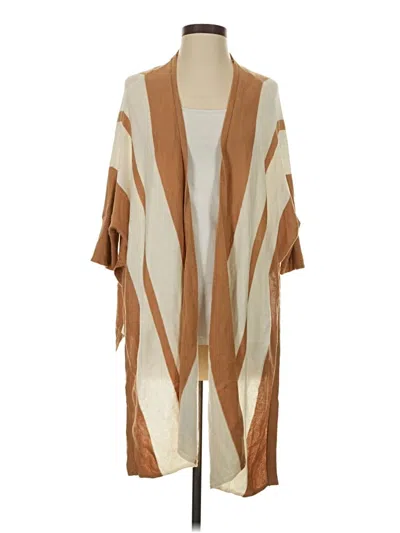 Pre-owned August Silk Cardigan Sweater In Brown