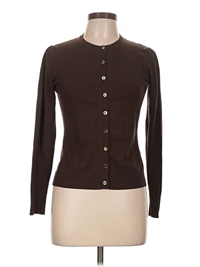 Pre-owned August Silk Cardigan Sweater In Brown