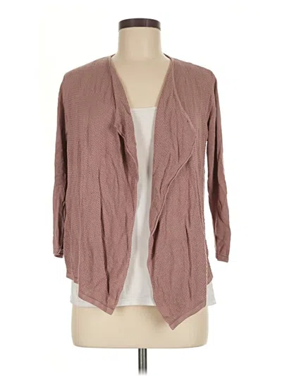 Pre-owned August Silk Cardigan Sweater In Brown