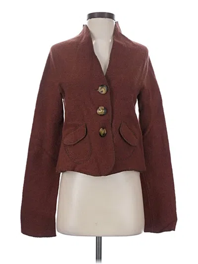Pre-owned August Silk Cardigan Sweater In Brown