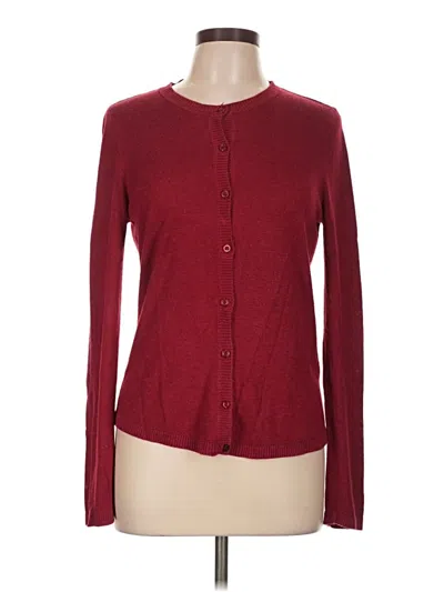 Pre-owned August Silk Cardigan Sweater In Burgundy