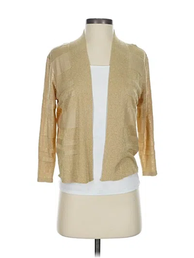 Pre-owned August Silk Cardigan Sweater In Gold