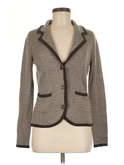 Pre-owned August Silk Cardigan Sweater In Gray