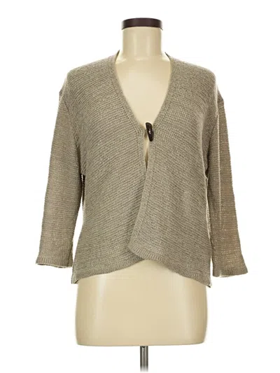Pre-owned August Silk Cardigan Sweater In Gray