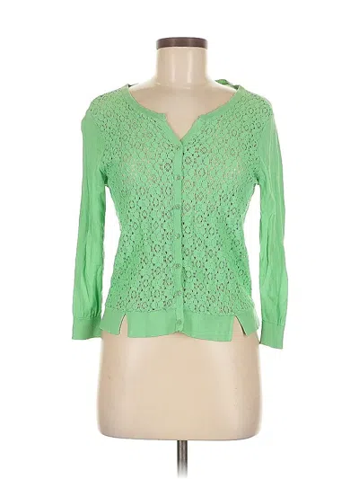Pre-owned August Silk Cardigan Sweater In Green