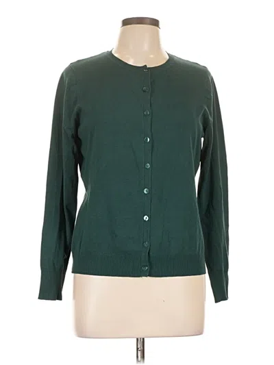 Pre-owned August Silk Cardigan Sweater In Green