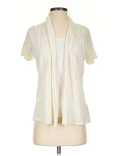 Pre-owned August Silk Cardigan Sweater In Ivory