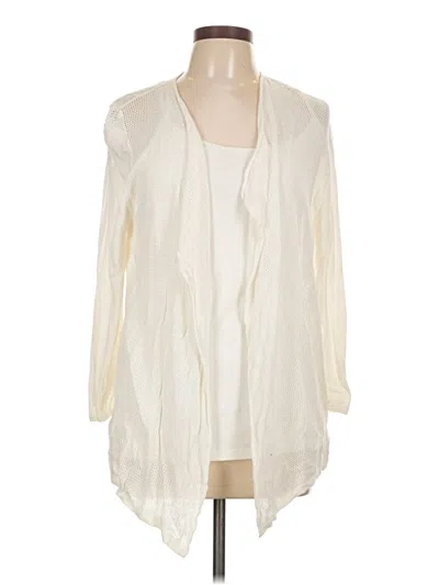 Pre-owned August Silk Cardigan Sweater In Ivory