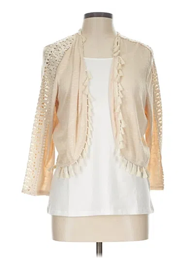 Pre-owned August Silk Cardigan Sweater In Ivory
