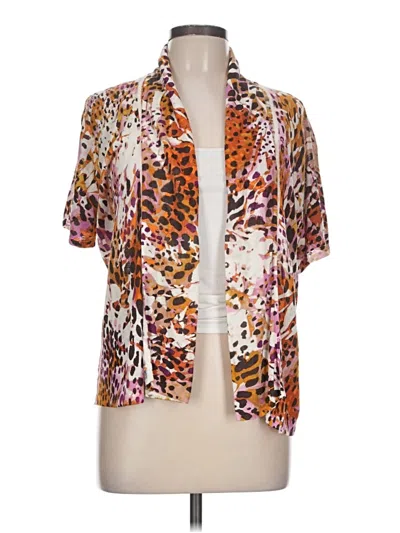 Pre-owned August Silk Cardigan Sweater In Orange