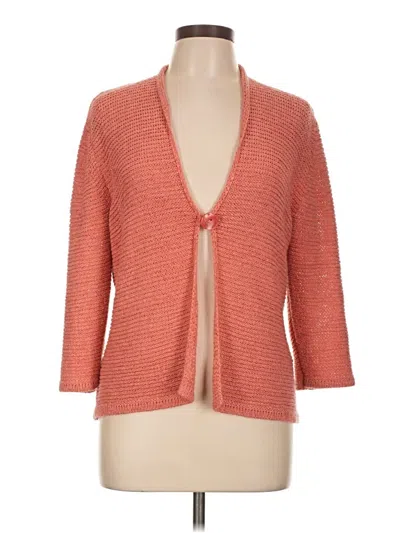 Pre-owned August Silk Cardigan Sweater In Orange