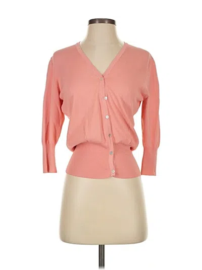 Pre-owned August Silk Cardigan Sweater In Pink