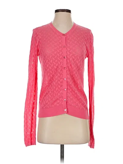Pre-owned August Silk Cardigan Sweater In Pink