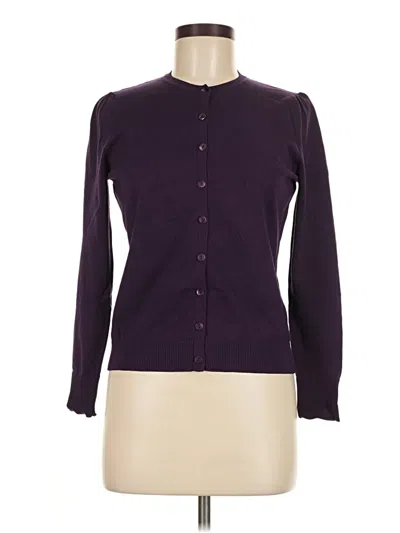 Pre-owned August Silk Cardigan Sweater In Purple