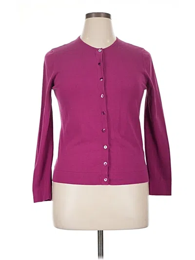 Pre-owned August Silk Cardigan Sweater In Purple