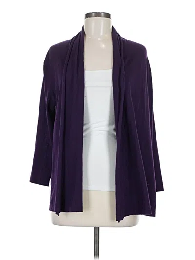 Pre-owned August Silk Cardigan Sweater In Purple