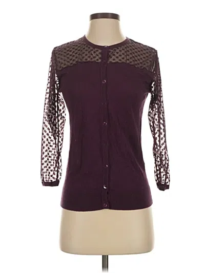 Pre-owned August Silk Cardigan Sweater In Purple