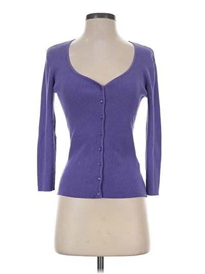 Pre-owned August Silk Cardigan Sweater In Purple