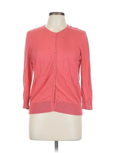 Pre-owned August Silk Cardigan Sweater In Red