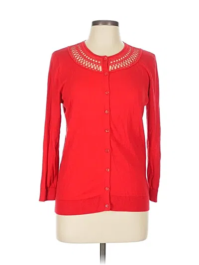 Pre-owned August Silk Cardigan Sweater In Red