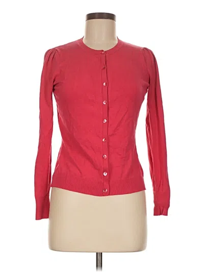 Pre-owned August Silk Cardigan Sweater In Red